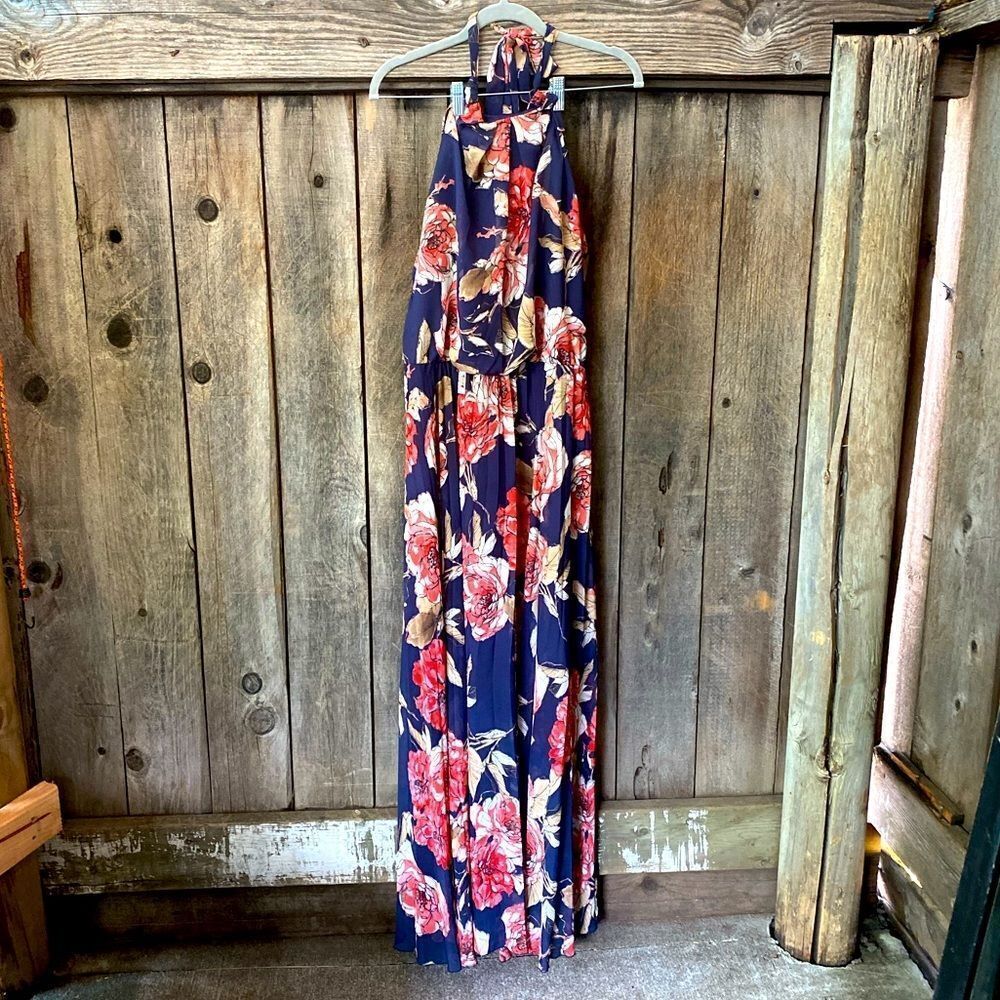 Bisou Bissou Floor Length Floral Halter Dress